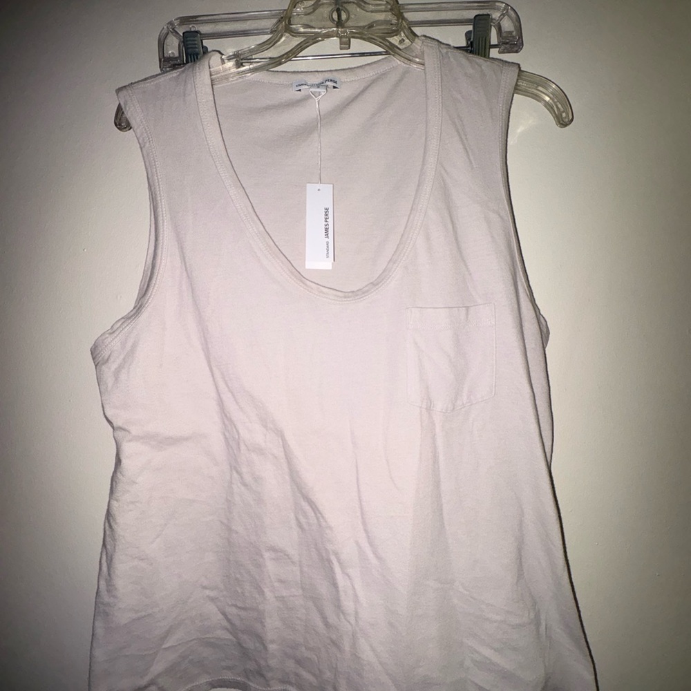 James Perse Women's 100% Cotton Tank Top Pocket (WLJH3115CU) SUL Size 3/L NWT